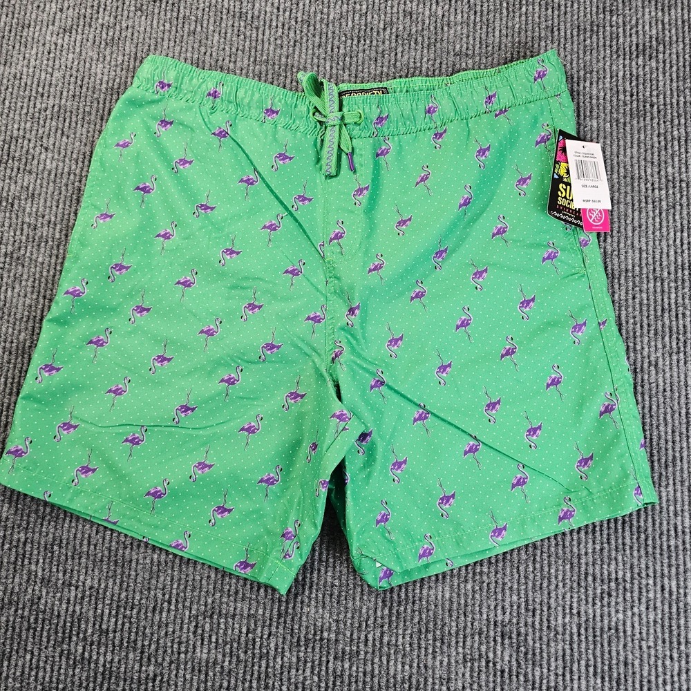 NEW Drill Clothing Co Surf Society Swim Trunks Shorts Island‎ Green Men Size L